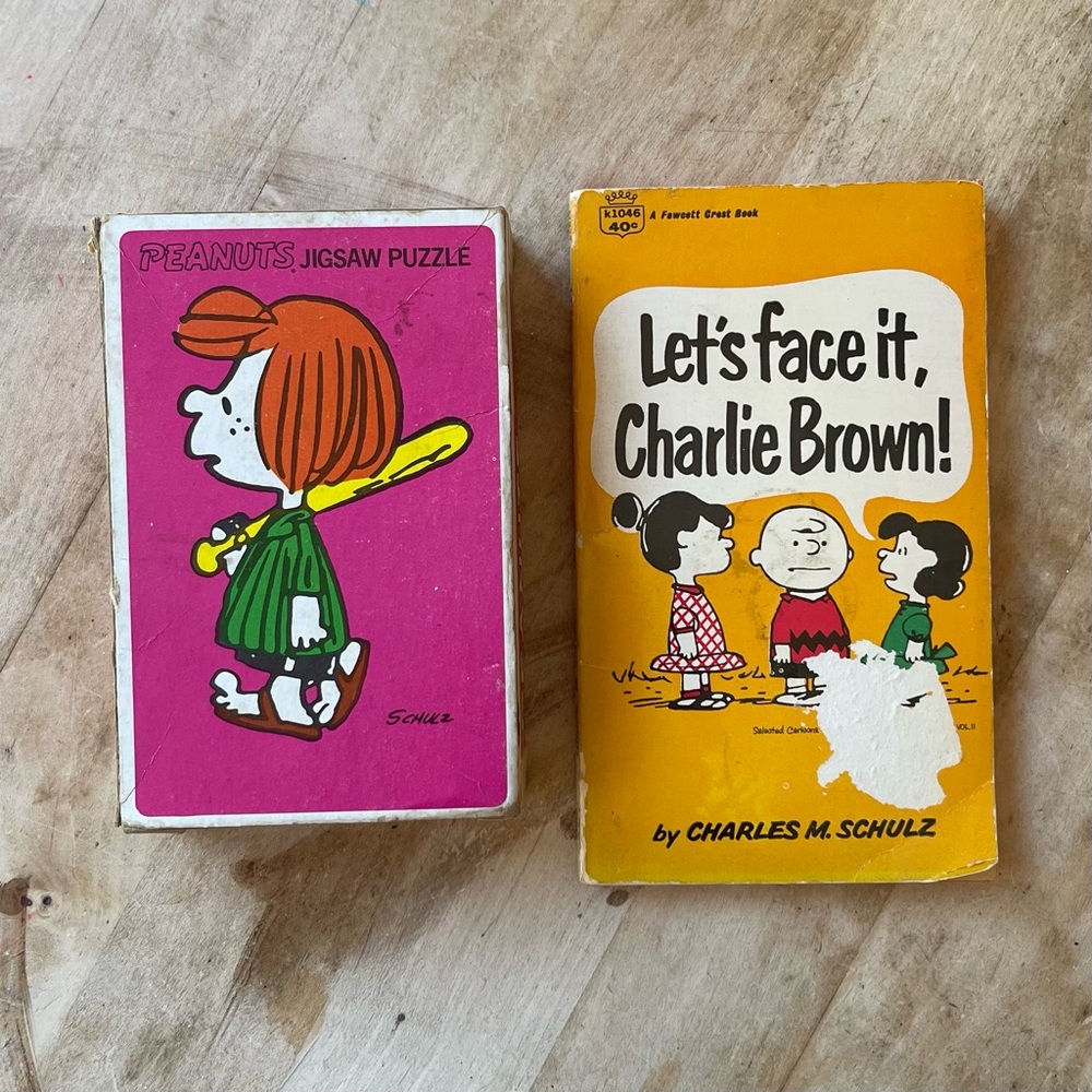 Vintage Charles M Schulz Peanuts Book and Puzzle Collectibles from 1950’s
